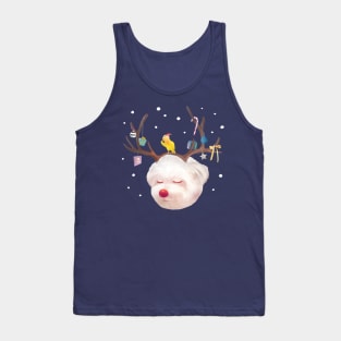 Puppy in Reindeer Antlers Tank Top